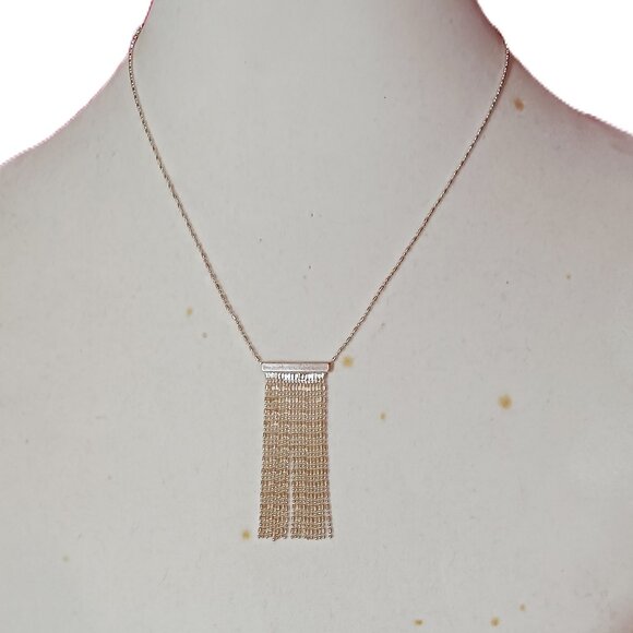 Source Unknown Jewelry - 90s Vintage Sterling Silver Plated Fringe Tassel Curtain Choker Necklace